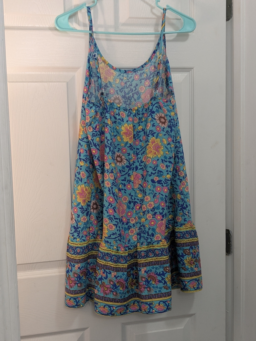 Blue Floral Spaghetti-Strap Mini Dress - Picture 6 of 6